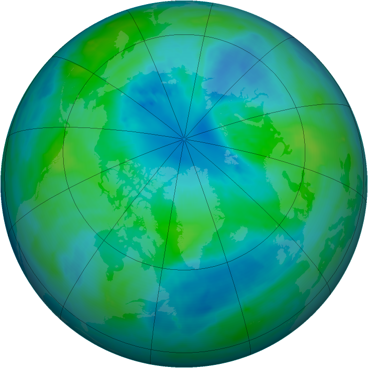 Arctic ozone map for 01 October 2009